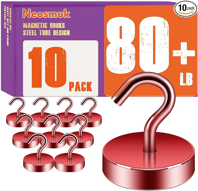 Neosmuk Magnetic Hooks, Cruise Ship Essentials, 80lb+ Heavy Duty Magnetic Hooks by Neosmuk