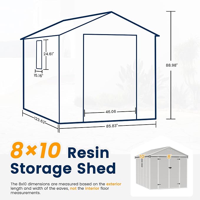 UDPATIO Outdoor Storage Shed 8 x 10 FT, Resin Garden Sheds - Image 2