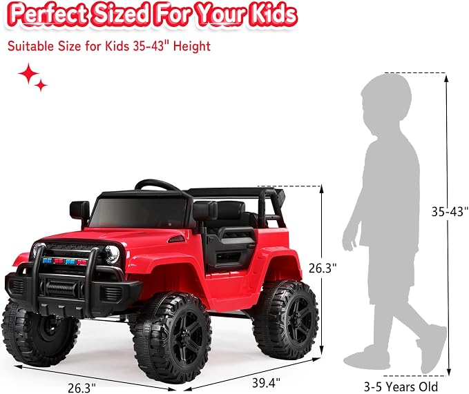 JOYMOR Ride on Truck with Remote Control, 4 Wheels 12V Battery Powered Kids Car - Image 6
