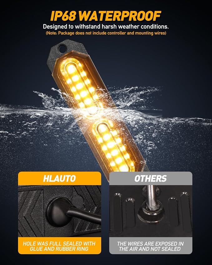 HLauto 1200T Emergency Strobe Grille Lights: 8pcs 12 LED Sync Feature Safety - Image 4