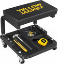 YELLOW JACKET Mechanic Rolling Stool 250 Lbs Capacity, Garage Stool on Wheels by YELLOWJACKET