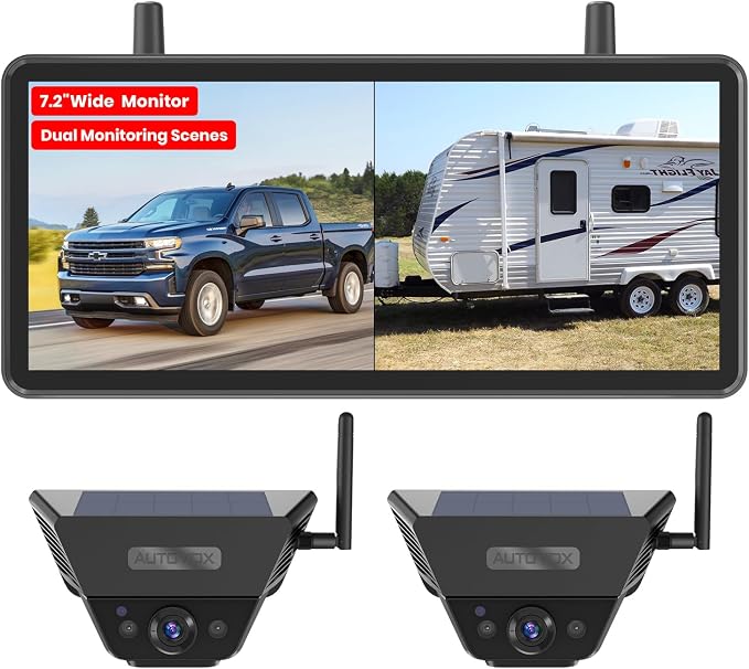 Solar Backup Camera Wireless for RVs and Trailers No-Installation by AUTO-VOX