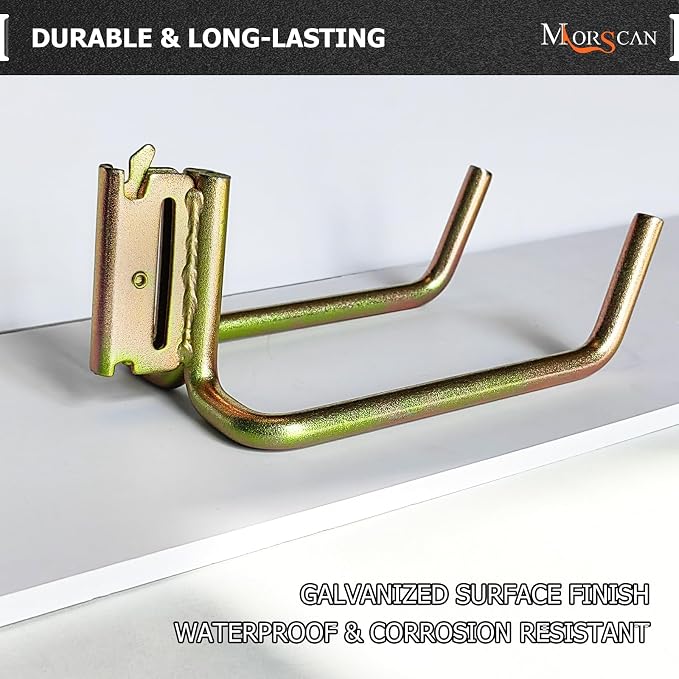 4 Pack E Track Heavy Duty Shovel Hanger, Large Steel Tool Hook Double J Hook - Image 6