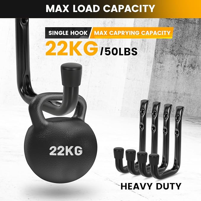 8-Pack Heavy Duty Garage Hooks for Hanging 50 lbs, 8” & 3.5” J Utility Hooks - Image 6