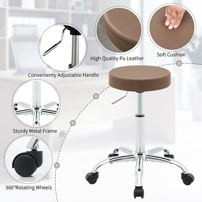 Adjustable Office Stool with Wheels 19.5’’-26.6’’ - Image 4