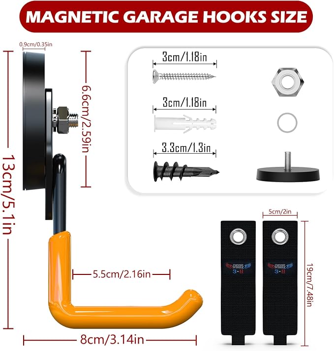 3-H Heavy Duty Magnet Garage Hooks 4 Pack, Large Strong Magnetic Hooks - Image 2