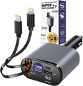 Multi Charge Pro iPhone Car Charger Fast Charging Retractable Car Charger USB C by Freeze2Trim