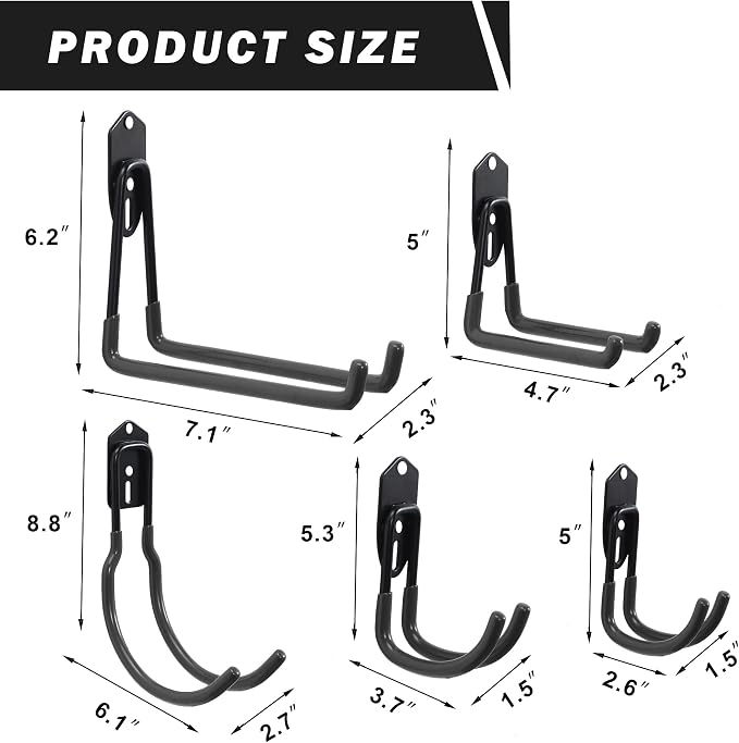 Wallmaster Garage Hooks Organizer Kit, 12 Pack Adjustable Heavy Duty Shelving - Image 5