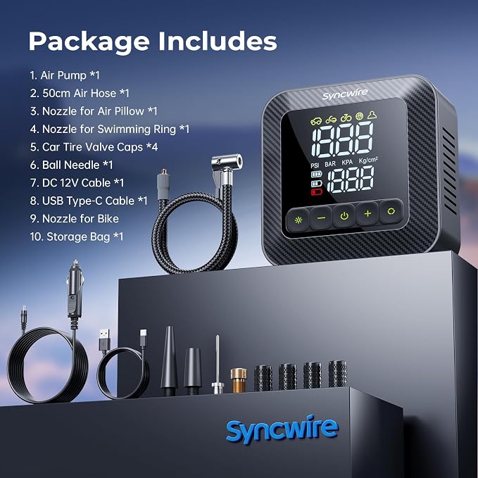 Syncwire Tire Inflator Portable Air Compressor 150PSI Air Pump - Image 8