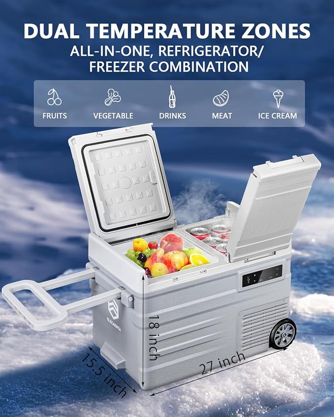 ELECAENTA 12 Volt Refrigerator, 43qt Dual Zone Car Fridge, Portable Freezer - Image 5