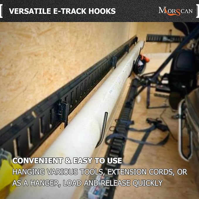 10-Pack 4" E Track J Hooks, Heavy Duty Black Steel Hanger 1, 400lbs Break - Image 2