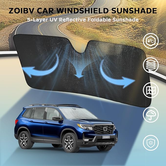 Windshield Sun Shade for 2019-2025 Honda Passport Sport EX-L Touring Elite - Image 3