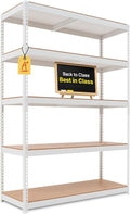 HOMEDANT White 5 Tier Laminated Boltless Heavy Duty Garage Storage Adjustable by TheBestOrganizingSolution