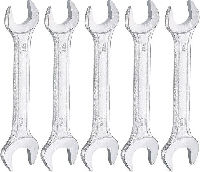 HARFINGTON 5pcs Double Open End Wrench 14mm x 15mm Metric 15 Degree Offset by HARFINGTON