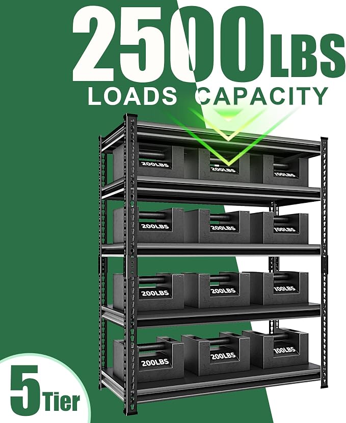 48" W Garage Shelving Heavy Duty，2500LBS Loads Adjustable Garage Storage Shelves - Image 7
