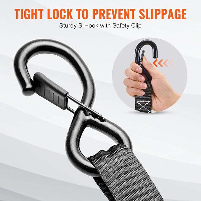 VEVOR Ratchet Tie Down Straps, 5208lbs Break Strength, 1.6" x 8' Heavy Duty - Image 4