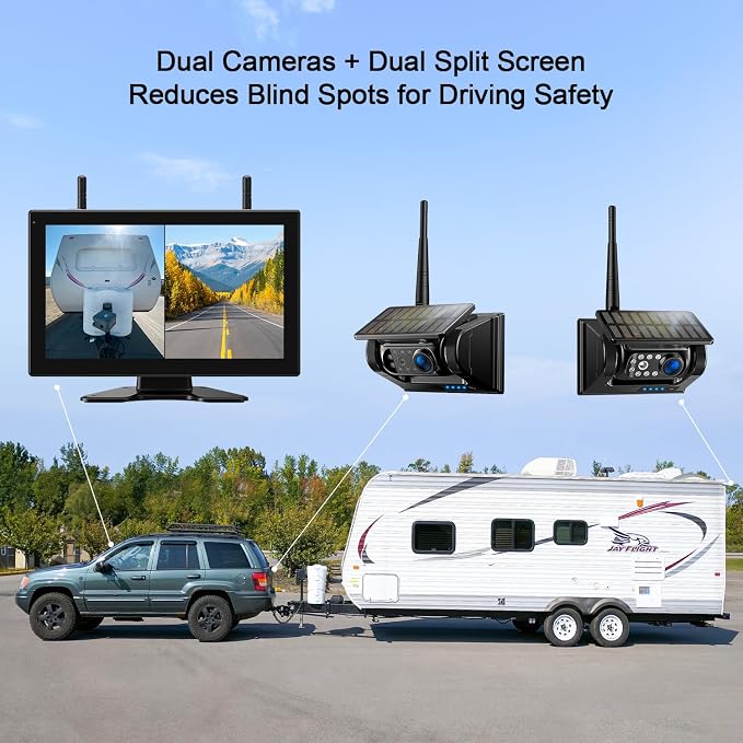 Fookoo 2 Magnetic Solar Wireless Backup Camera 10.1" IPS Touchscreen Monitor 1 - Image 6