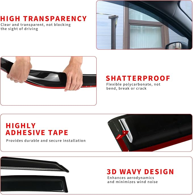 Rain Guard Fit for 2010-2017 GMC Terrain, Outside-Mount Side Window Visor - Image 4