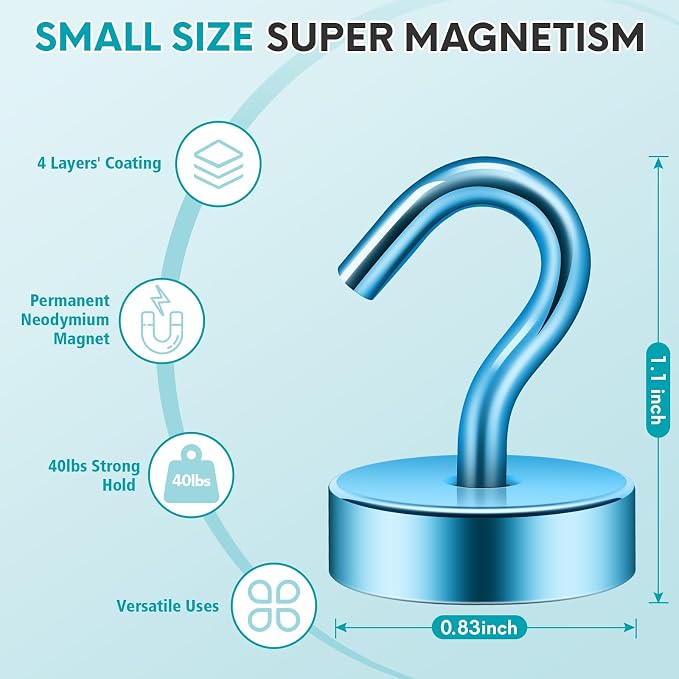 Neosmuk Magnetic Hooks, Cruise Ship Essentials, 40lb+ Heavy Duty Magnetic Hooks - Image 6