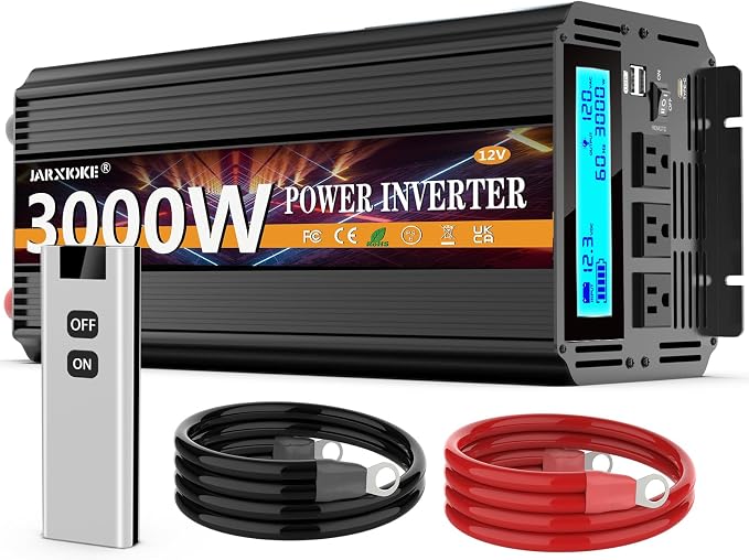3000W Power Inverter 12V DC to AC 110V/120V 6000W Converter 3 sockets car by puresinewavepowerinverter