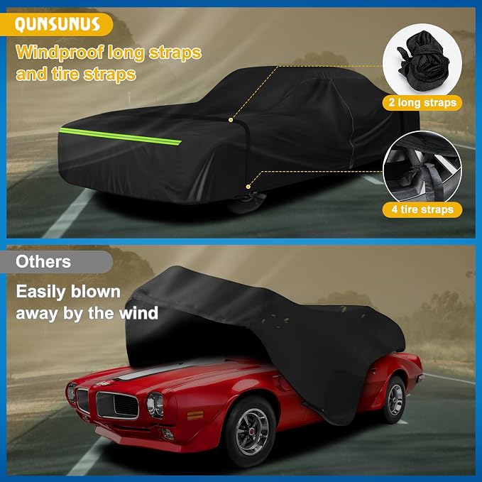 QUNSUNUS Waterproof Car Cover for Pontiac Firebird 1967-1992, Outdoor Car Covers - Image 4
