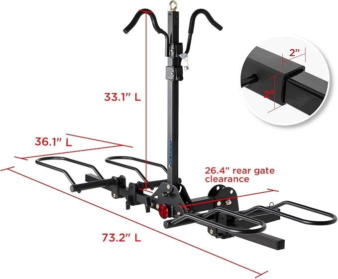 POLESTAR Hitch Mounted 2-Bike Rack, 200lbs Capacity Bike Rack Hitch - Image 2