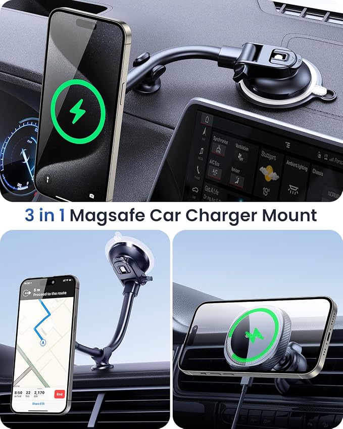 OQTIQ for MagSafe Car Charger, Magnetic Wireless Car Charger Compatible - Image 4
