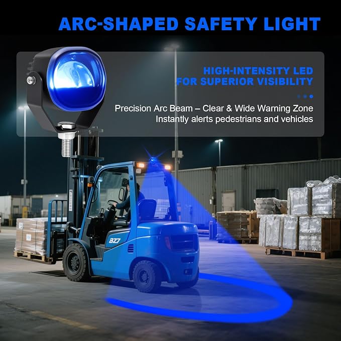 Forklift Arc Safety Light, LED Warning Lamp Blue Line Projection, Aluminum - Image 2