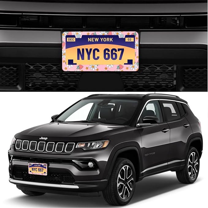 Pink Strawberry Floral License Plate Frame Stainless Steel License Plate Frames - Image 2