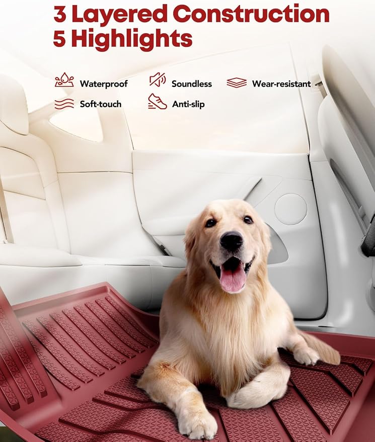 YHTAUTO Custom Fit Light Red Car Floor Mats - Image 6