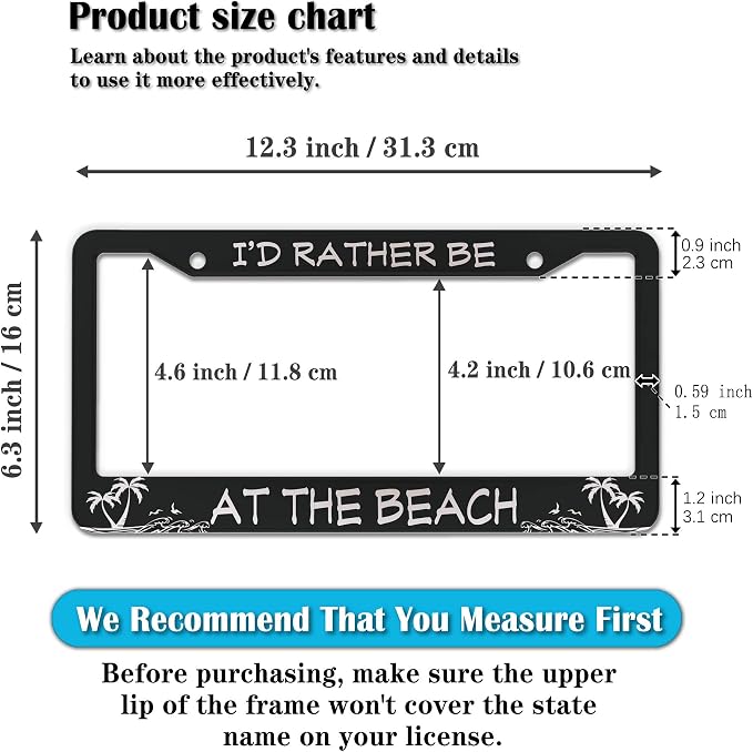 License Plate Frames Black and White License Plate Covers I'd Rather Be at The - Image 2