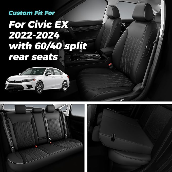 Seat Covers for Honda Civic Sedan 4DR Sedan EX 2022 2023 2024 2025.Faux Leather - Image 7