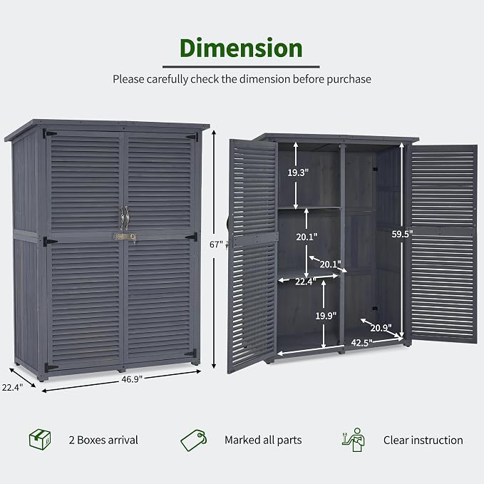 MCombo Outdoor Storage Cabinet, Wooden Storage Shed - Image 3