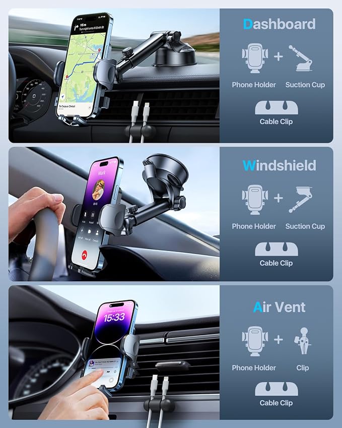 HTU 2025 Upgraded Car Phone Holder 【Safety Certs & No Smell】 Cell Phone Holder - Image 9
