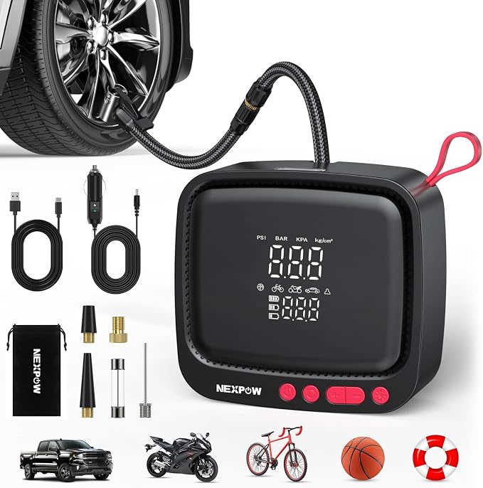 NEXPOW Tire Inflator Portable Air Compressor, 180 PSI Cordless Air Pump by NEXPOW