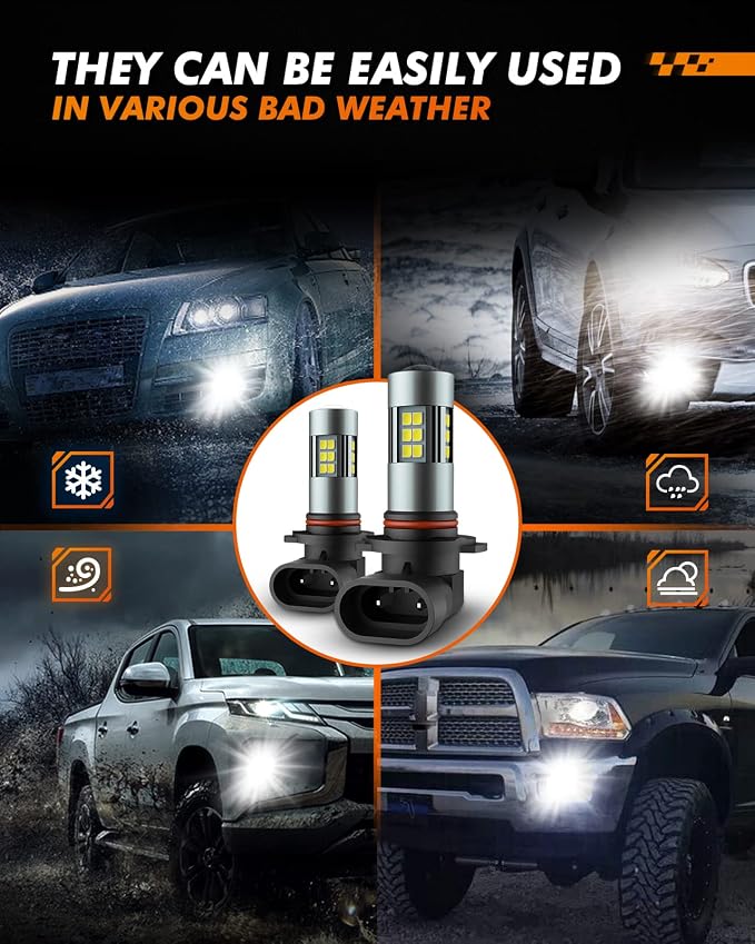 SEALIGHT H10/9145/9140 LED Fog Light Bulbs, 6000K Xenon White, 27 SMD Chips - Image 8