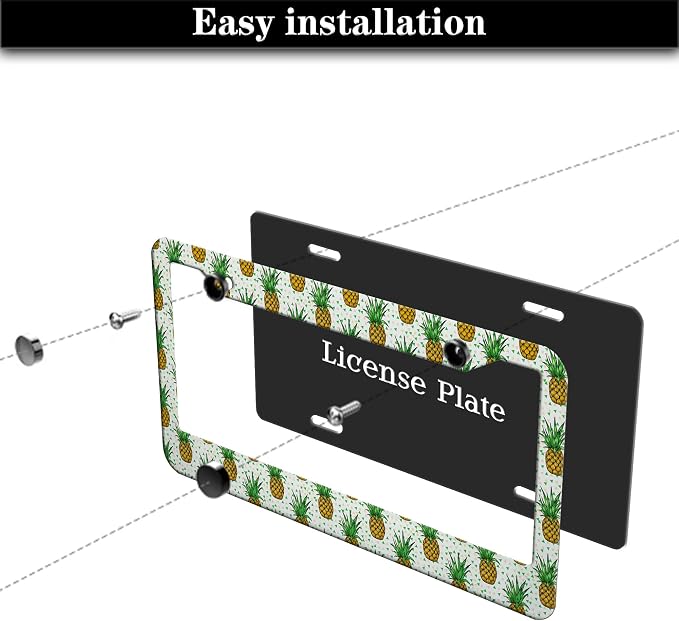 Car License Plate Frame Black Yellow License Plate Frames Yellow Pineapple - Image 7