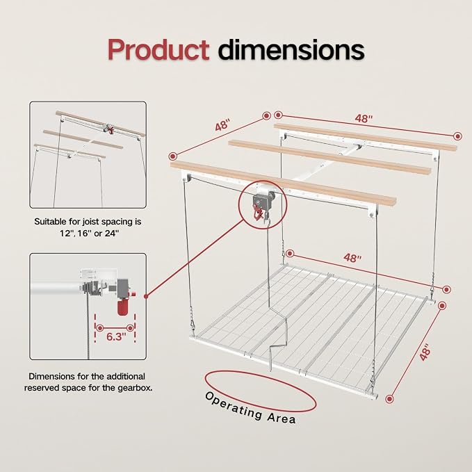 Overhead Garage Storage Rack, Adjustable Heavy-duty 4x4 Ft Ceiling Storage Racks - Image 2