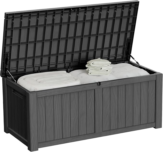 150 Gallon Outdoor Storage Box Patio Deck Box Waterproof, Resin Lockable by Decksplore%E2%80%94BuiltforOutdoor