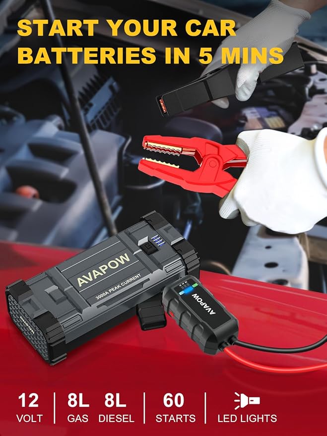 AVAPOW Car Battery Jump Starter 3000A Peak, Jumpstart - Image 3