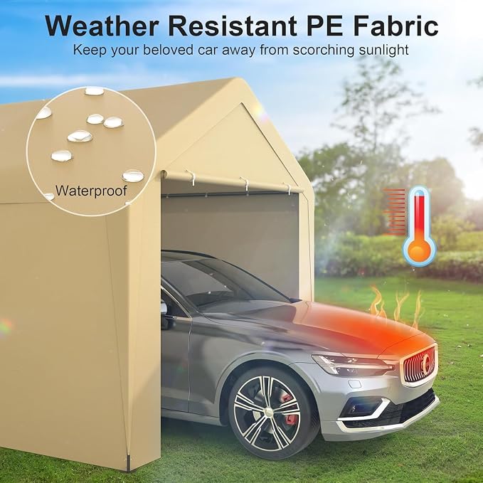 Carport 10x20 Heavy Duty Portable Garage w/Removable Sidewalls & Roll-Up Door - Image 5