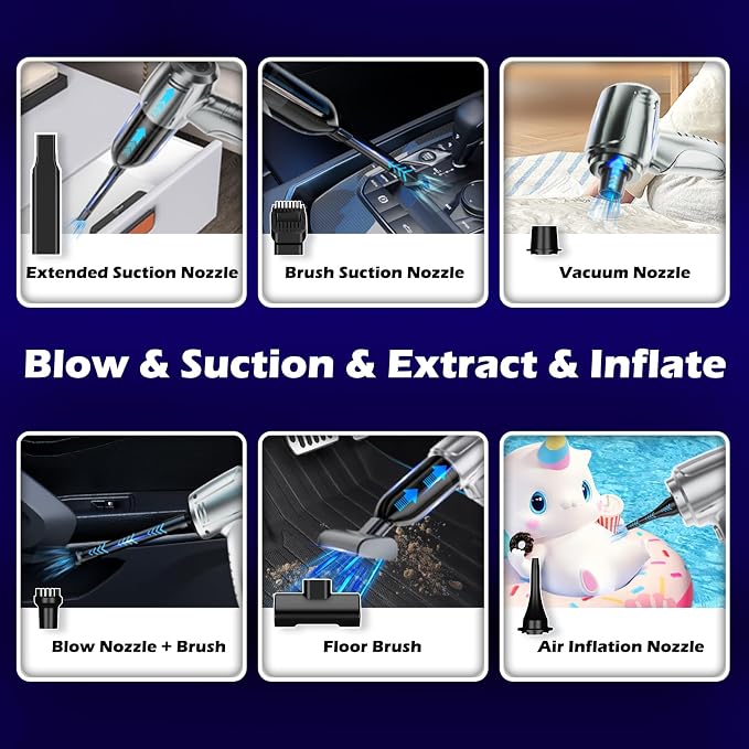 Car Vacuum Portable Cordless, 5 in 1 Handheld Vacuum Cleaner, Mini Vacuum - Image 5
