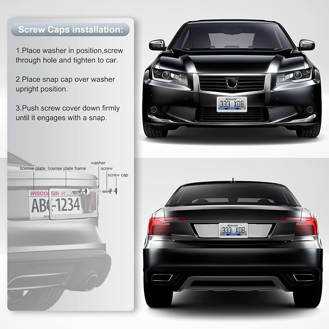 2 Pack License Plate Frames, Stainless Steel Car License Plate Cover Car - Image 5