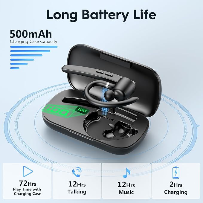 New bee Bluetooth Headset, 72H Talktime Wireless Bluetooth Earpiece - Image 2