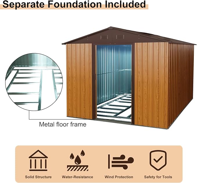 10x8 FT Outdoor Storage Shed, Garden Tool House - Image 5