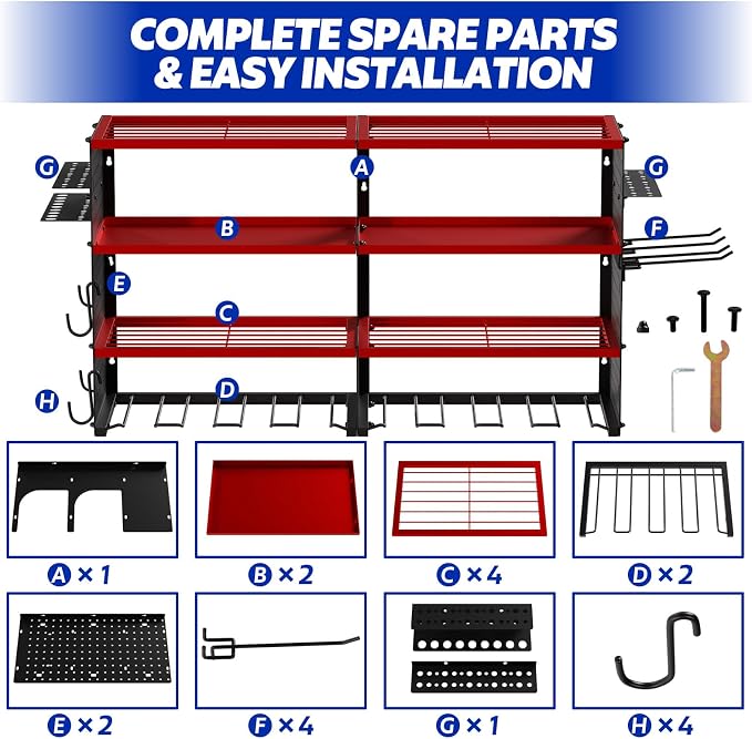 FAHKNS Power Tool Organizer Wall Mount, 4 Layer Heavy Duty Metal Tool Storage - Image 7