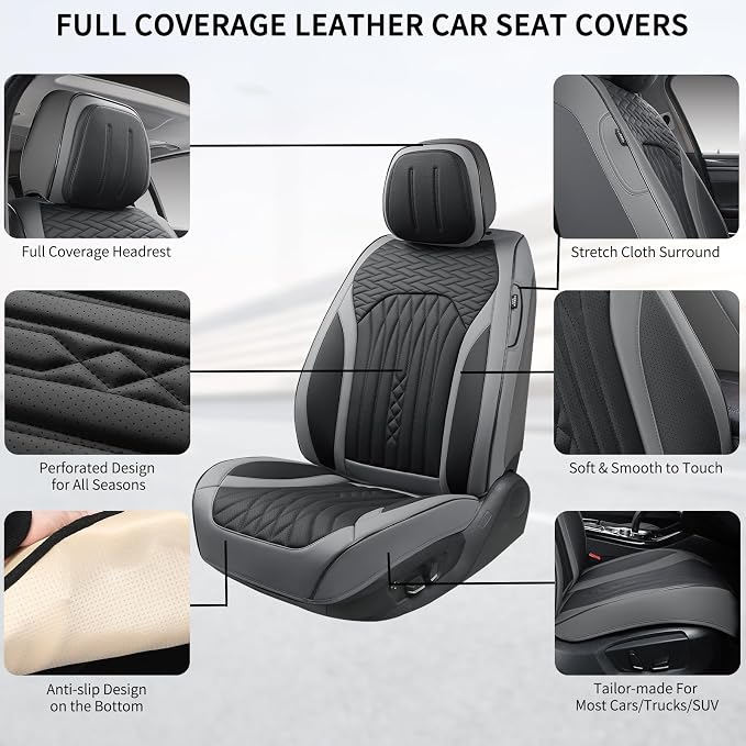 Car Seat Covers Full Set, Leather Seat Covers - Image 2