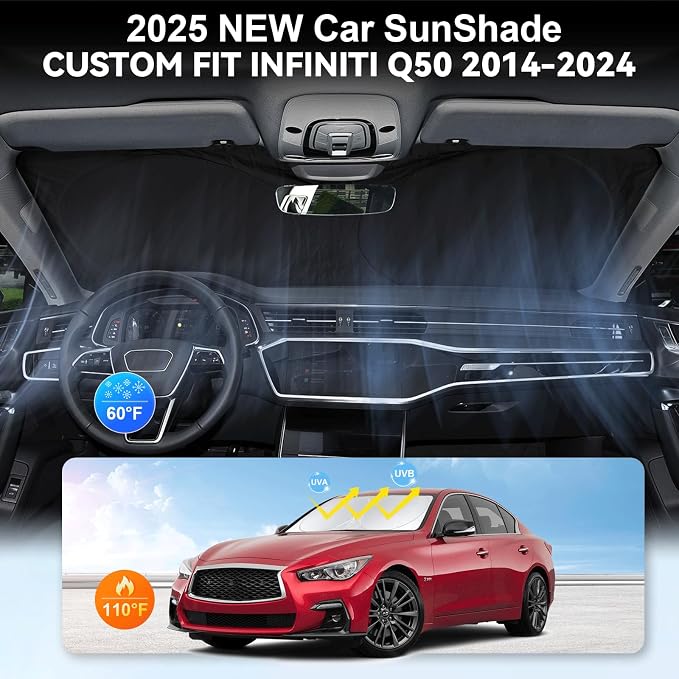 Custom Fit Infiniti Q50 Windshield Sunshade - Image 4