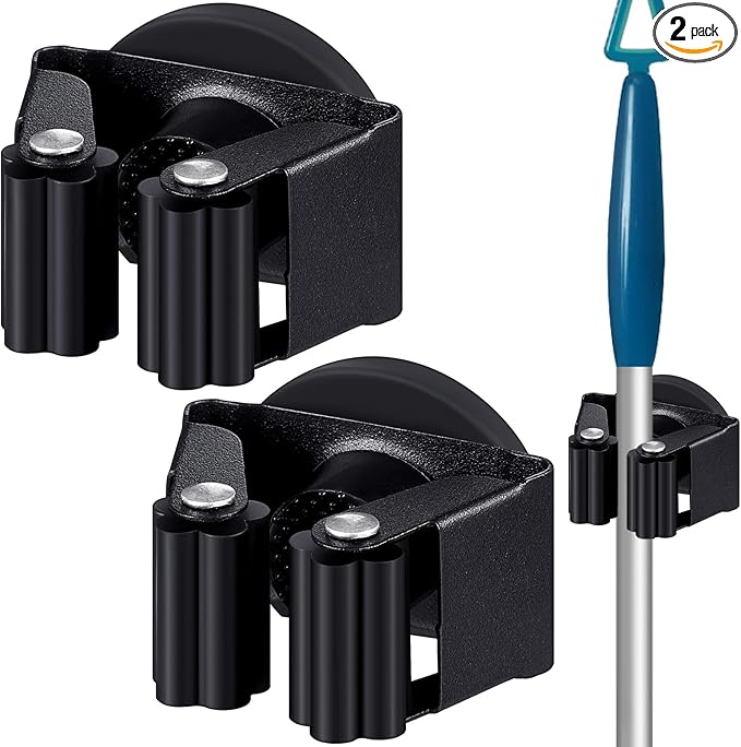 2 Pcs Magnetic Mop Broom Holder Movable Magnetic Broom Holder Rack, Anti Slip by Vercraft