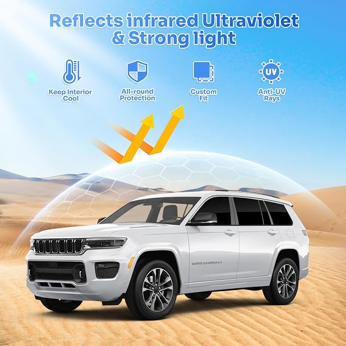 Sunshades for 2021-2025 2026 Jeep Grand Cherokee L Accessories Sun Shade Side - Image 2